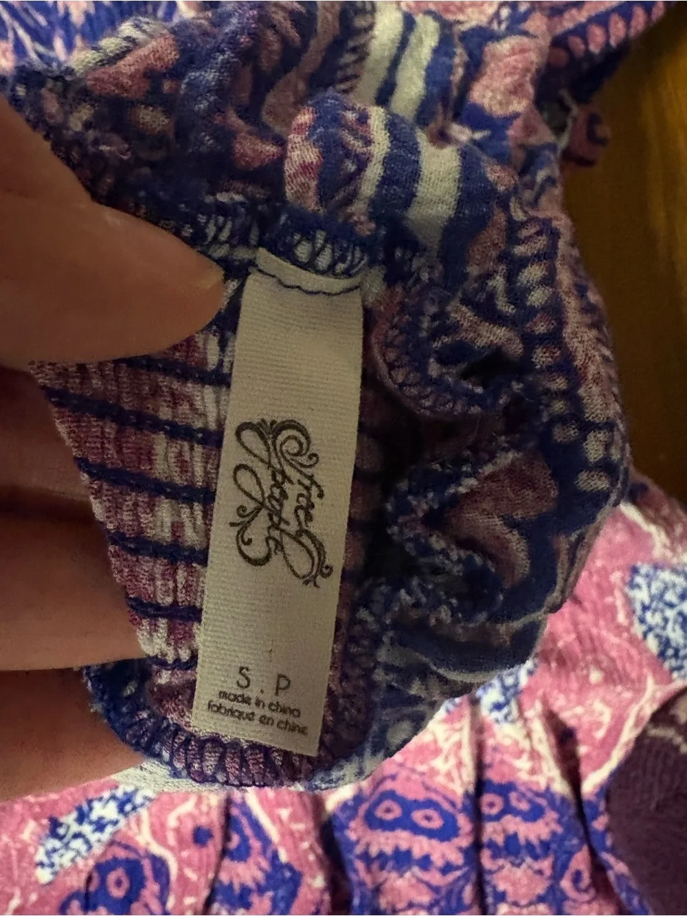 Free People Pink and Blue Printed Surplice Maxi Dress